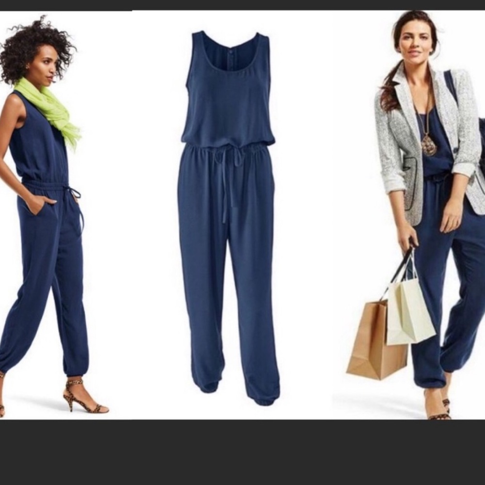 CAbi Deep Blue Sleeveless Jumpsuit